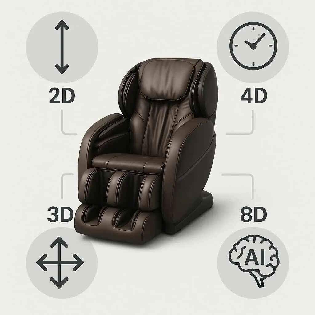 Forståelse af 2D, 3D, 4D og 8D massage i massagestole